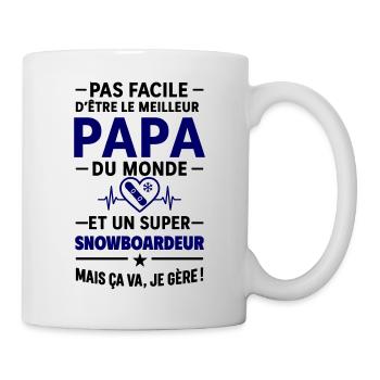 Herz + Snowboard – Super Snowboarder Papa - Tasse - Weiß - Rechts