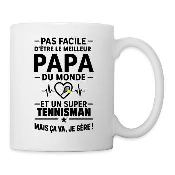 Heart + Tennis – Super Dad Tennis Player - Mug - white - Right