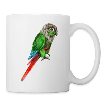 Aquarelle d’une perruche aux joues vertes - Mug blanc - blanc - Droite