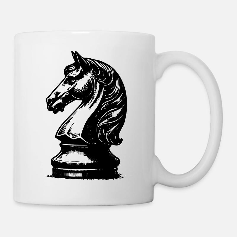 Chessboard with chess pieces king and pawns - Mug - white