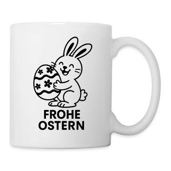 Joyeux lapin de Pâques avec œuf peint - Mug blanc - blanc - Droite