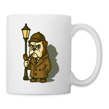 Sherlock Bulldog détective avec la pipe et la lampe - Mug blanc - blanc - Droite