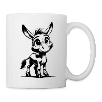Süsse kleine Baby Esel Bleistift Zeichnung - Tasse - Weiß - Rechts