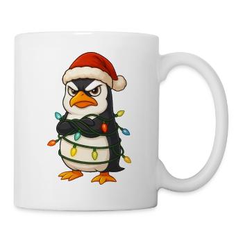Grumpy Pinguin Weihnachten Weihnachtsmütze Lichter - Mug blanc - blanc - Droite