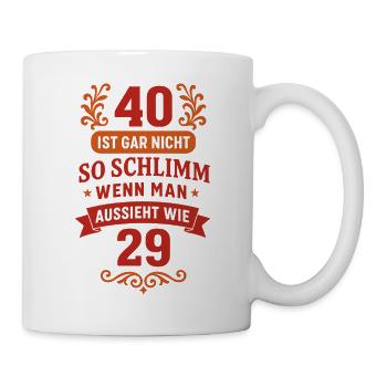 40 ans comme 29 en disant, Red Vintage, anniversaire - Mug blanc - blanc - Droite