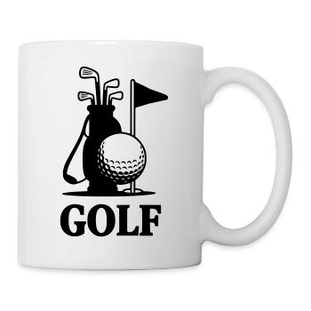Golf Schriftzug mit Golf Equipment  - Tasse - Weiß - Rechts