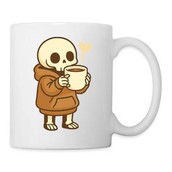 Cozy Kaffee Skelett – Kawaii Cute - Tasse - Weiß - Rechts