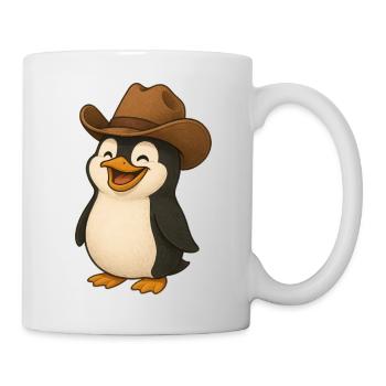 Cute Penguin Texas Cowboy Hat Funny USA - Mug - white - Right
