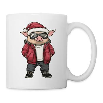 Schwein Weihnachten Winter - Tasse - Weiß - Rechts