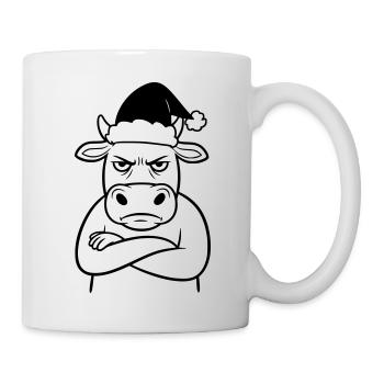 Lustige Grummel-Kuh zu Weihnachten - Tasse - Weiß - Rechts