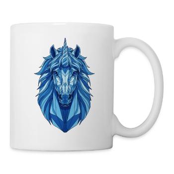 Blaues Geometrie Unicorn Kopf - Tasse - Weiß - Rechts