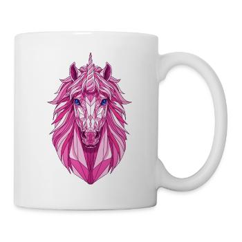 Licorne rose polygonale - Mug blanc - blanc - Droite