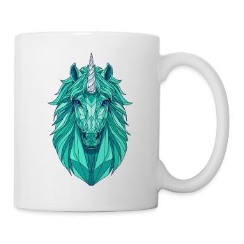 Geometric Turquoise Unicorn Face - Mug - white - Right