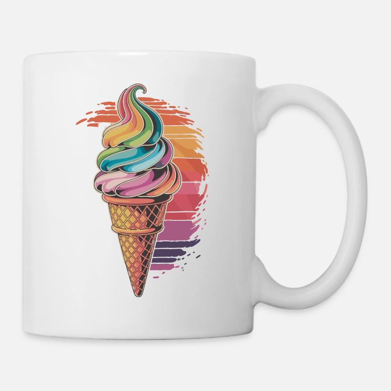 Buntes Regenbogen-Eiscreme Motiv - Tasse - Weiß