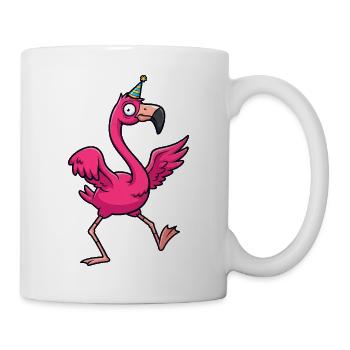 Cute Clumsy Flamingo Party Cartoon - Mug - white - Right