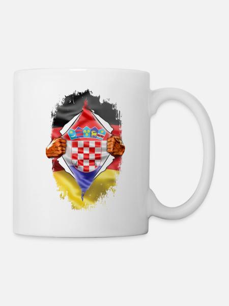 German with a Croatian heart – ripping open his chest - Mug - white