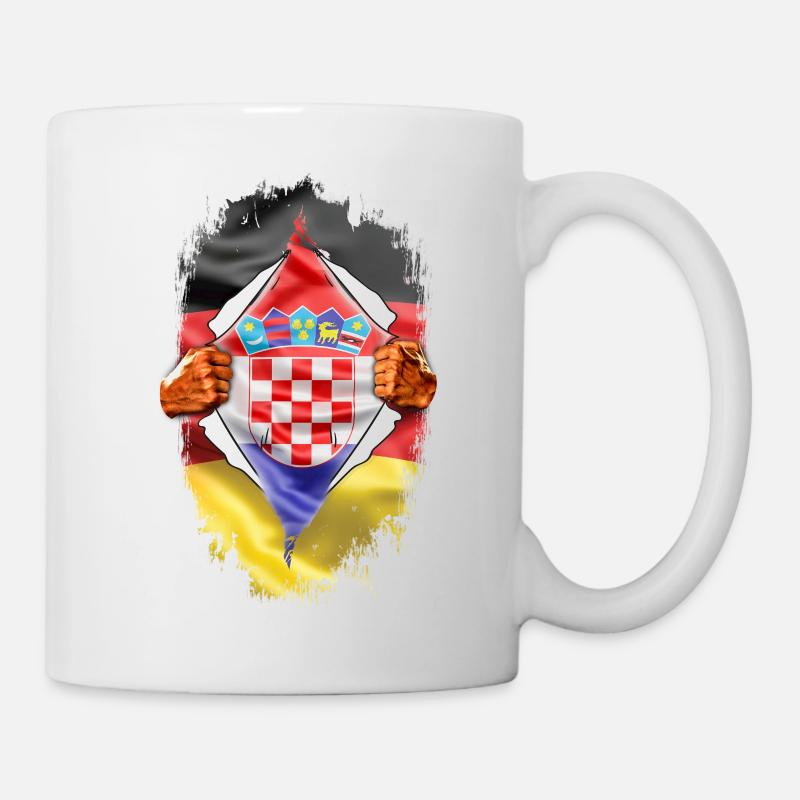 German with a Croatian heart – ripping open his chest - Mug - white