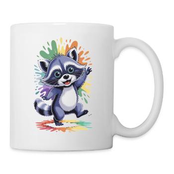 Cheerful raccoon with colors - Mug - white - Right