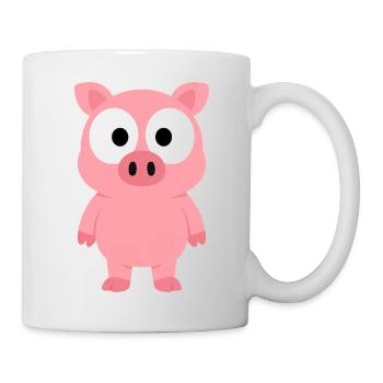 Lustiges Schwein mit großen Augen Cartoon minimali - Tasse - Weiß - Rechts