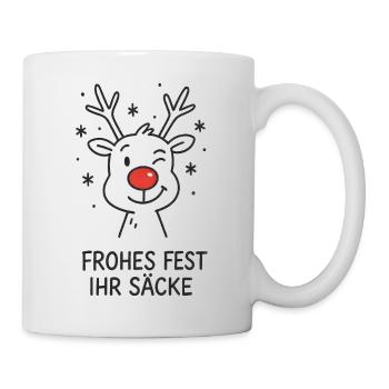 Frohes Fest ihr Säcke Rentier Rudolph - Tasse - Weiß - Rechts