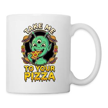 Emmène-moi à ta pizza alien - Mug blanc - blanc - Droite