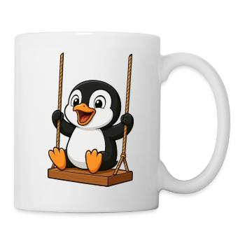 Cute Penguin Cartoon Swing Friendship Playset - Mug - white - Right
