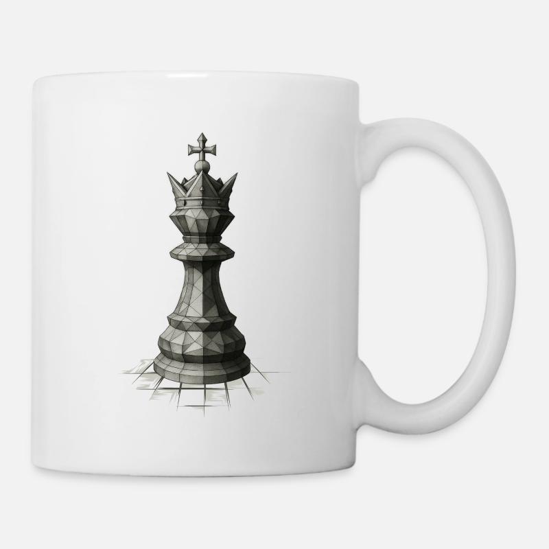 Chess King on Board – Dark Strategy Illustrations - Mug - white