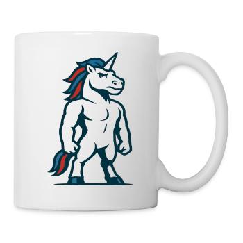 Power Unicorn Maskottchen starkes athletisches Design - Tasse - Weiß - Rechts