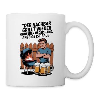 Grillwitz Biermotiv Nachbar Illustration - Tasse - Weiß - Rechts
