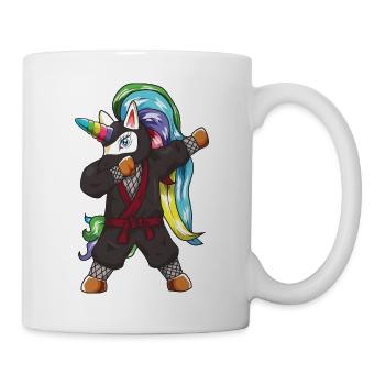 Dabbing Ninja Einhorn Kampfsport Schwarzgurt Spaß - Tasse - Weiß - Rechts