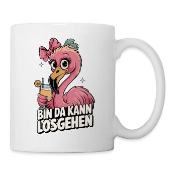Flamingo Spruchmotiv Bin da kann losgehen - Tasse - Weiß - Rechts