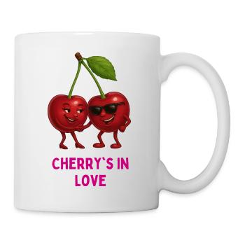 Cherry-loving cartoon duo - Mug - white - Right