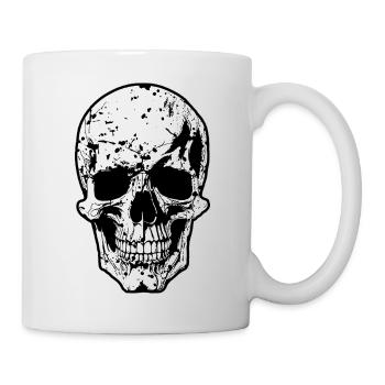 Schädel-Splatter Grunge Druck - Tasse - Weiß - Rechts