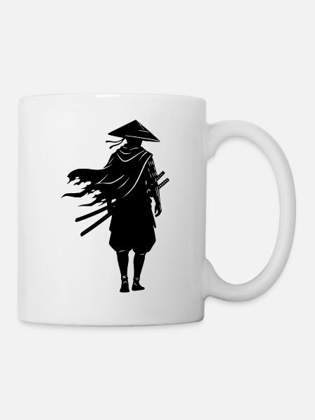 Schatten Krieger Samurai Strohhut - Tasse - Weiß