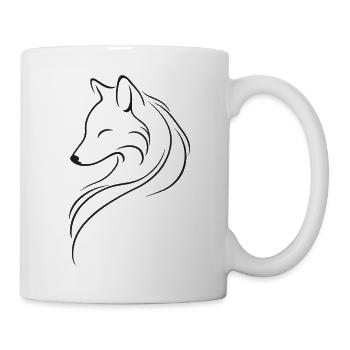 Silent Wolf Silhouette in Flowing Dark Lines ArtII - Mug - white - Right
