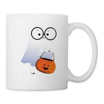 Ghost with pumpkin basket - Mug - white - Right