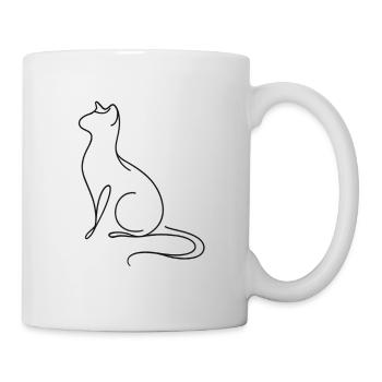 Silent Cat Silhouette in Elegant Flowing Lines Art - Mug - white - Right