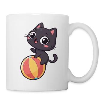 Chaton noir sur balle de plage - Mug blanc - blanc - Droite
