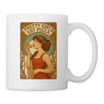 Cadeau Art nouveau de la jolie fille de la pizza - Mug blanc - blanc - Droite