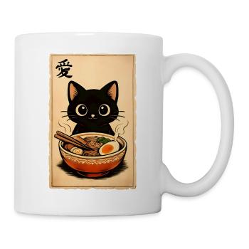 Ramen Katze Liebe 愛 Japanische Neko - Tasse - Weiß - Rechts