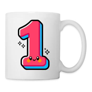 Number 1 Happy Pink Illustrated - Mug - white - Right