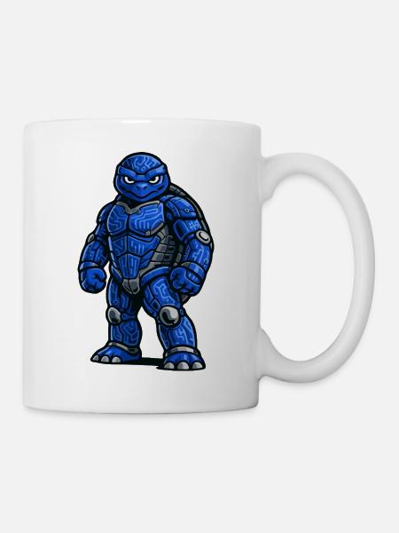 Futuristischer gepanzerter Schildkrötenkrieger - Tasse - Weiß