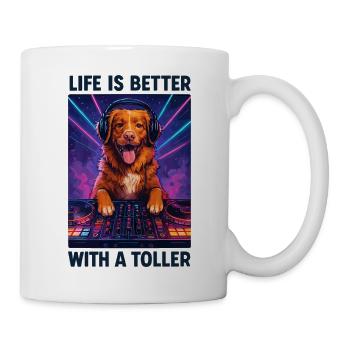 Nova Scotia Toller DJ Hund witzig positiv Geschenk - Tasse - Weiß - Rechts