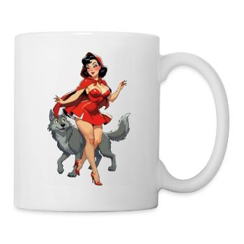 Little Red Riding Hood walks with wolf - Mug - white - Right
