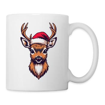 Renne avec chapeau de Père Noël - Mug blanc - blanc - Droite