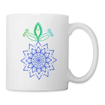 Mandala-Blüte Farbdesign - Tasse - Weiß - Rechts