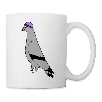 Pigeon with Beanie – Urban Minimal Illustration - Mug - white - Right