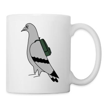 Pigeon with Backpack – Urban Minimal Illustration - Mug - white - Right