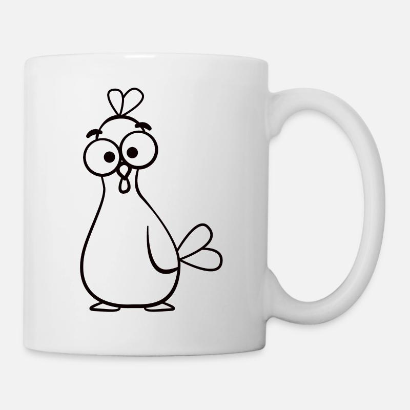 Kauziges Cartoon-Huhn Illustration - Tasse - Weiß