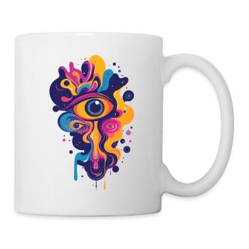 bunte psychedelische Kunst Grafik LSD Farbtropfen - Tasse - Weiß - Rechts